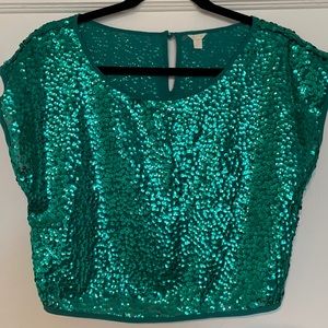 Barely worn Green sequin crop top